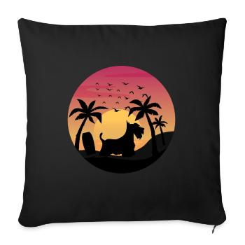 Scottish Terrier Chien Surf Plage Palmiers - Housse de coussin décorative 45 x 45 cm - noir - Devant