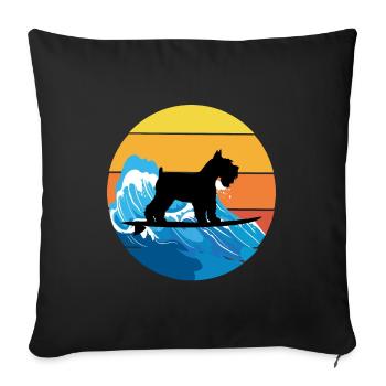 Miniature Schnauzer Dog Surfing Vintage Retro - Housse de coussin décorative 45 x 45 cm - noir - Devant