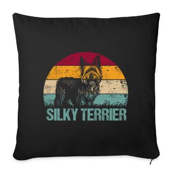 Australian Silky Terrier Vintage Retro - Sofa pillowcase 17,3'' x 17,3'' (45 x 45 cm) - black - Front