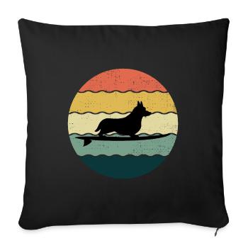 Cardigan Welsh Corgi Hund Surfen Vintage Retro - Sofakissenbezug 45 x 45 cm - Schwarz - Vorne