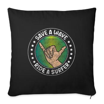 Sports nautiques Sea Windsurf Planche de surf - Housse de coussin décorative 45 x 45 cm - noir - Devant