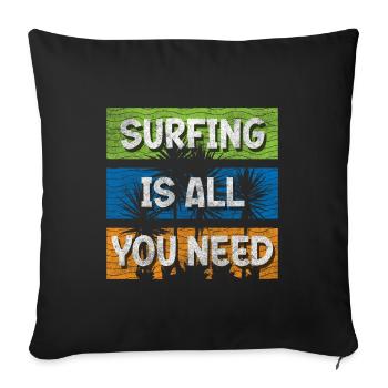 Vacances aux sports nautiques - Housse de coussin décorative 45 x 45 cm - noir - Devant