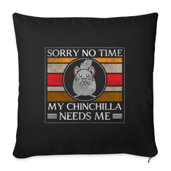Chinchilla Animal Welfare Favorite Animal - Sofa pillowcase 17,3'' x 17,3'' (45 x 45 cm) - black - Front