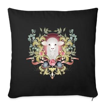 enchanting Easter lamb in a lavishly decorated frame - Sofa pillowcase 17,3'' x 17,3'' (45 x 45 cm) - black - Front