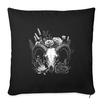 Aries skull with flowers and succulents - Sofa pillowcase 17,3'' x 17,3'' (45 x 45 cm) - black - Front
