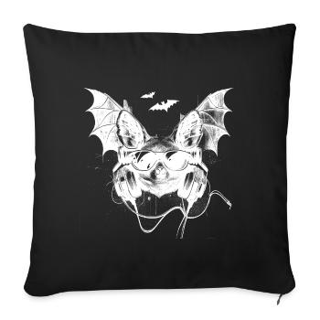 Chauve-souris cool avec des écouteurs et des lunettes de soleil - Housse de coussin décorative 45 x 45 cm - noir - Devant