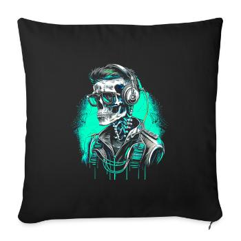 Cooles Skelett Portrait mit Sonnenbrille - Sofakissenbezug 45 x 45 cm - Schwarz - Vorne