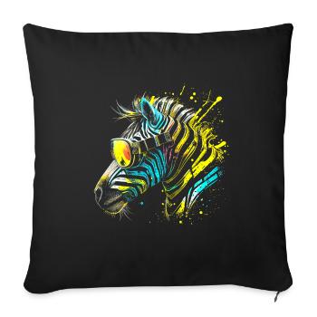 Colorful Zebra with Sunglasses Graffiti Airbrush - Sofa pillowcase 17,3'' x 17,3'' (45 x 45 cm) - black - Front
