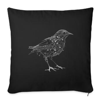 Oiseau cyborg surréaliste en filigrane - Housse de coussin décorative 45 x 45 cm - noir - Devant