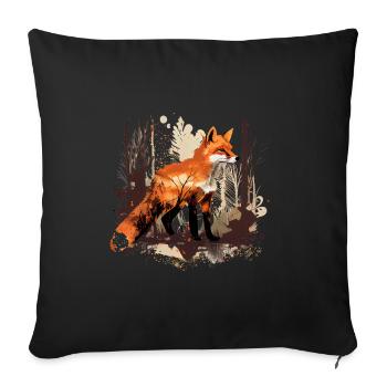 Cooles Fuchs Aquarell im Wald grobe Malweise - Sofakissenbezug 45 x 45 cm - Schwarz - Vorne