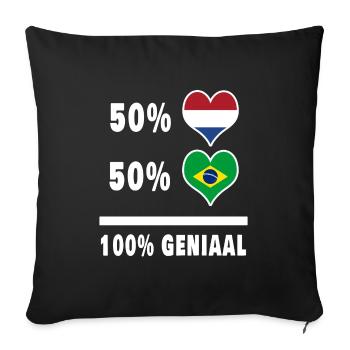Brésil et Pays-Bas 100% Genius Flag - Housse de coussin décorative 45 x 45 cm - noir - Devant