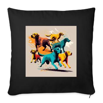 Dogs Group - Colorful Dogs - Sofa pillowcase 17,3'' x 17,3'' (45 x 45 cm) - black - Front