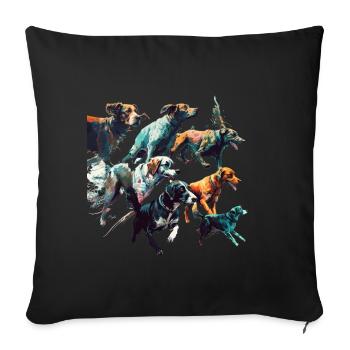 Dogs Group - Colorful Dogs - Sofa pillowcase 17,3'' x 17,3'' (45 x 45 cm) - black - Front