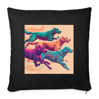 Colorful Dogs - Dogs Group - Sofa pillowcase 17,3'' x 17,3'' (45 x 45 cm) - black - Front