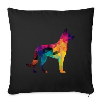 Colorful dog - Beautiful dog - Sofa pillowcase 17,3'' x 17,3'' (45 x 45 cm) - black - Front