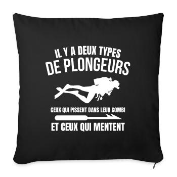 plongée sous-marine, masque de plongée - Housse de coussin décorative 45 x 45 cm - noir - Devant
