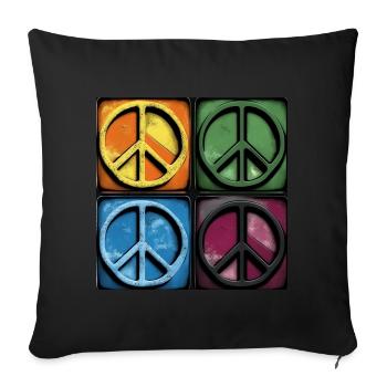 Symboles de paix colorés - Housse de coussin décorative 45 x 45 cm - noir - Devant
