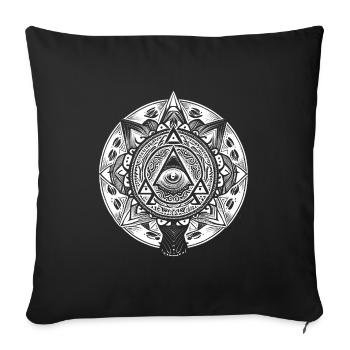 Geometric Mandala Artwork with Pyramids - Sofa pillowcase 17,3'' x 17,3'' (45 x 45 cm) - black - Front