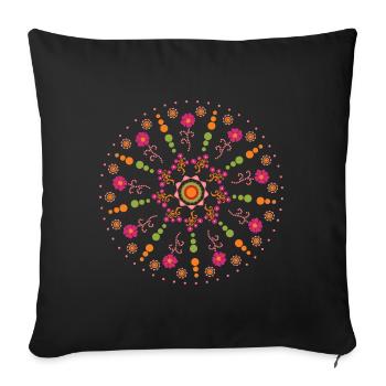 Mandala printemps coloré - Housse de coussin décorative 45 x 45 cm - noir - Devant