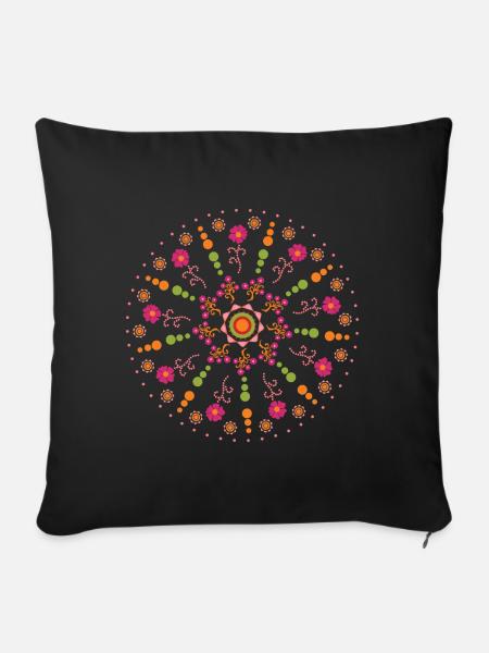 Mandala Frühling bunt - Sofakissenbezug 45 x 45 cm - Schwarz