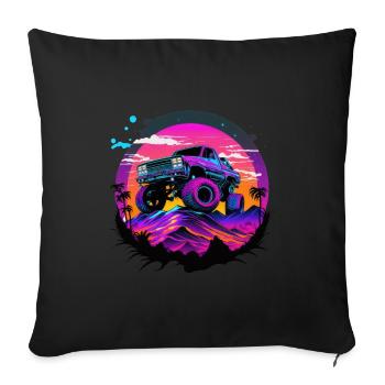 Monster Truck Synthwave - Housse de coussin décorative 45 x 45 cm - noir - Devant