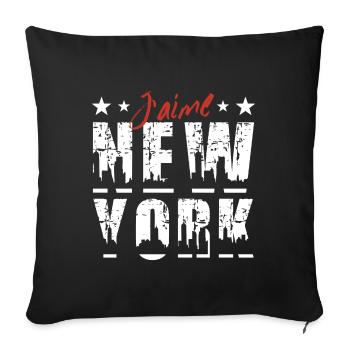 J'AIME NEW-YORK (NYC - texte blanc - HF) - Housse de coussin décorative 45 x 45 cm - noir - Devant