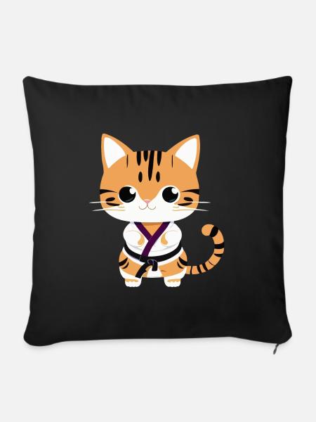 Karate Kätzchen - Sofakissenbezug 45 x 45 cm - Schwarz