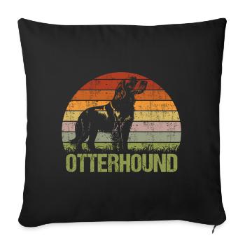 Otterhound Otter Dog Vintage Retro - Sofa pillowcase 17,3'' x 17,3'' (45 x 45 cm) - black - Front