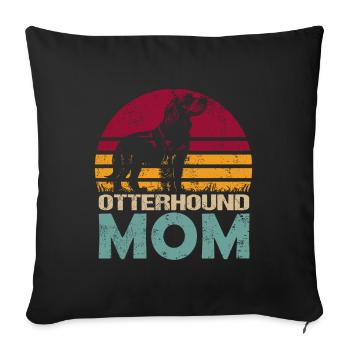 Otterhound Otter Chien Maman Maîtresse Vintage - Housse de coussin décorative 45 x 45 cm - noir - Devant