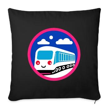 Locomotive, train, chemin de fer - Housse de coussin décorative 45 x 45 cm - noir - Devant
