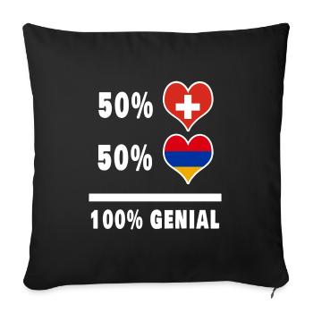 Armenien und Schweiz 100% Genial Flagge - Sofakissenbezug 45 x 45 cm - Schwarz - Vorne