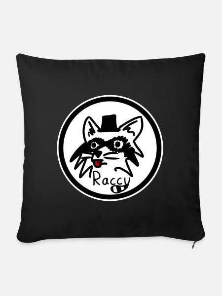 Rassiges Waschbär-Logo - Sofakissenbezug 45 x 45 cm - Schwarz