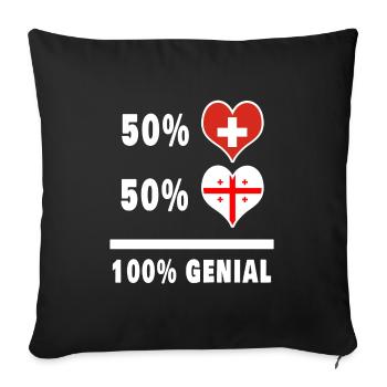 Georgien und Schweiz 100% Genial Flagge - Sofakissenbezug 45 x 45 cm - Schwarz - Vorne