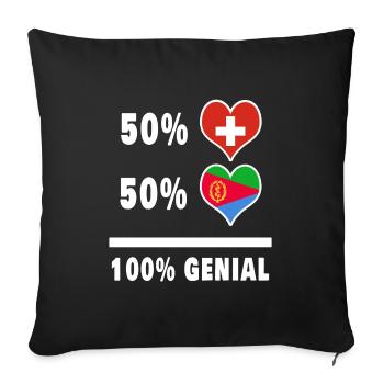 Eritrea und Schweiz 100% Genial Flagge - Sofakissenbezug 45 x 45 cm - Schwarz - Vorne