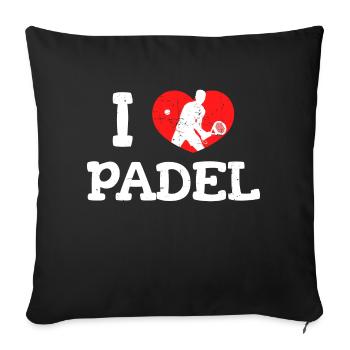 Player I Love Padel Statement Padel Game Heart - Sofa pillowcase 17,3'' x 17,3'' (45 x 45 cm) - black - Front