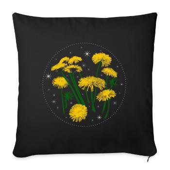 Pissenlit Printemps Ciel étoilé - Housse de coussin décorative 45 x 45 cm - noir - Devant