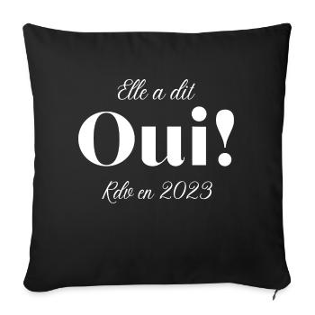 Elle a dit oui en 2023 - Housse de coussin décorative 45 x 45 cm - noir - Devant