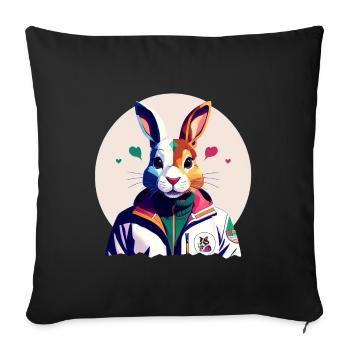 Bunny, Easter Bunny - Sofa pillowcase 17,3'' x 17,3'' (45 x 45 cm) - black - Front