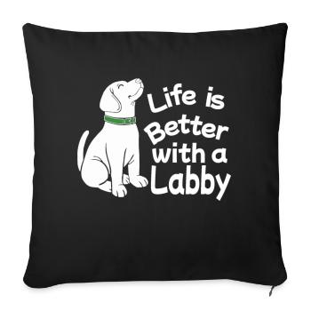 Labrador Dog Dog owner Mistress Mr. Wau - Sofa pillowcase 17,3'' x 17,3'' (45 x 45 cm) - black - Front