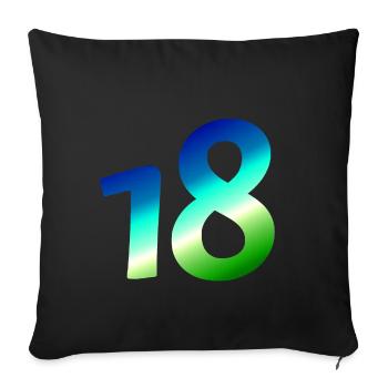 kleidung geburtstag, 18 karibischer Farbverlauf - Sofakissenbezug 45 x 45 cm - Schwarz - Vorne