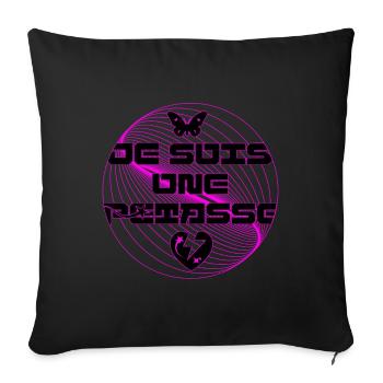 Je suis une pétasse humour Y2K papillon coeur - Housse de coussin décorative 45 x 45 cm - noir - Devant