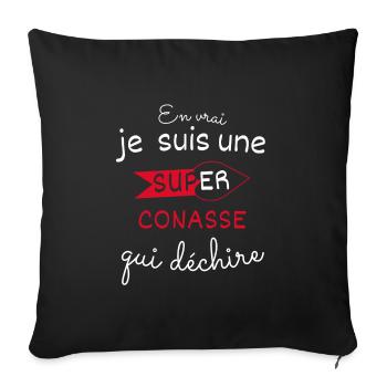 Super-Conasse qui Déchire - Housse de coussin décorative 45 x 45 cm - noir - Devant