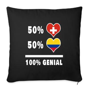 Kolumbien und Schweiz 100% Genial Flagge - Sofakissenbezug 45 x 45 cm - Schwarz - Vorne