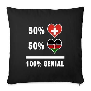 Kenya and Switzerland 100% Genial Flag - Sofa pillowcase 17,3'' x 17,3'' (45 x 45 cm) - black - Front