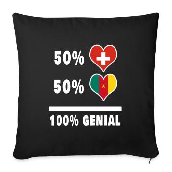 Cameroun et Suisse 100% Drapeau Génial - Housse de coussin décorative 45 x 45 cm - noir - Devant