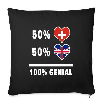 Grande-Bretagne et Suisse 100% Awesome Flag - Housse de coussin décorative 45 x 45 cm - noir - Devant