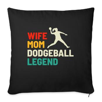 Joueur de ballon chasseur Maman Femme Légende Drôle - Housse de coussin décorative 45 x 45 cm - noir - Devant
