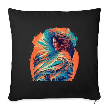 Woman with Waves of Fire and Water - Sofa pillowcase 17,3'' x 17,3'' (45 x 45 cm) - black - Front