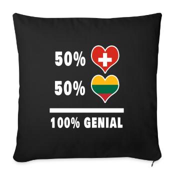 Lituanie et Suisse 100% Drapeau génial - Housse de coussin décorative 45 x 45 cm - noir - Devant