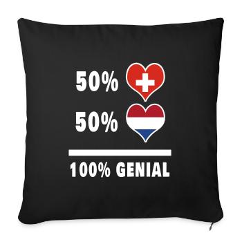 Pays-Bas et Suisse 100% Drapeau Génial - Housse de coussin décorative 45 x 45 cm - noir - Devant